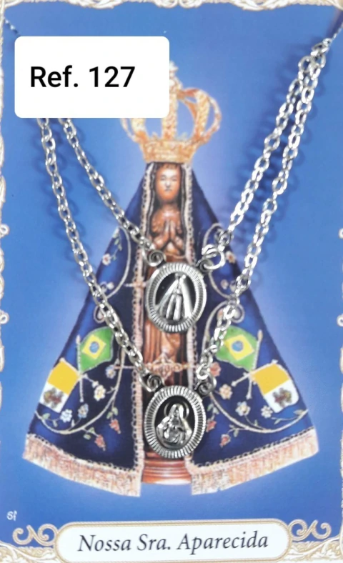 ESCAPULÁRIO NOSSA SENHORA APARECIDA OVAL BORDA RISCADA REF: 127