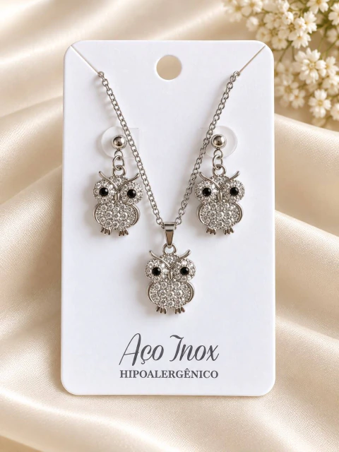 CONJUNTO CORUJA STRASS