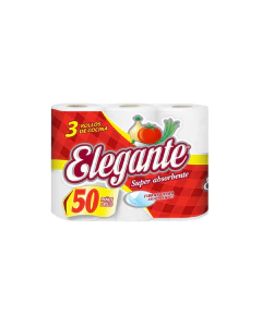 Bolson de rollos de cocina ELEGANTE PREMIUM 3 x 50 Paños (COD. 927) - comprar online