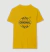 Camiseta amarela com estampa redonda e texto "Papai Original" no centro, em homenagem ao Dia dos Pais