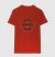 Camiseta vermelha com estampa "Papai Original" em destaque no centro, modelo masculino com gola redonda
