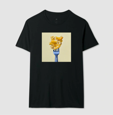 Camiseta - Arte Macarrão com Queijo no Garfo