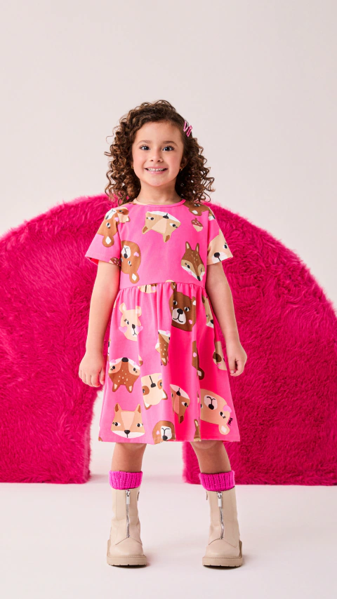 Vestido Infantil Menina Bichinhos