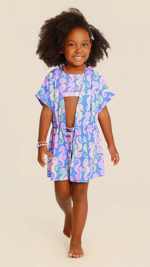 Saida de Praia Infantil Menina Unicornio