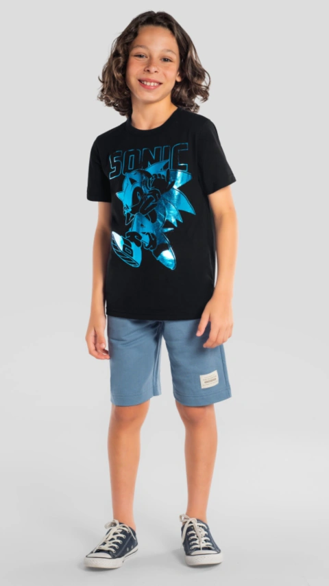 Camiseta Infantil Menino Sonic Holografico