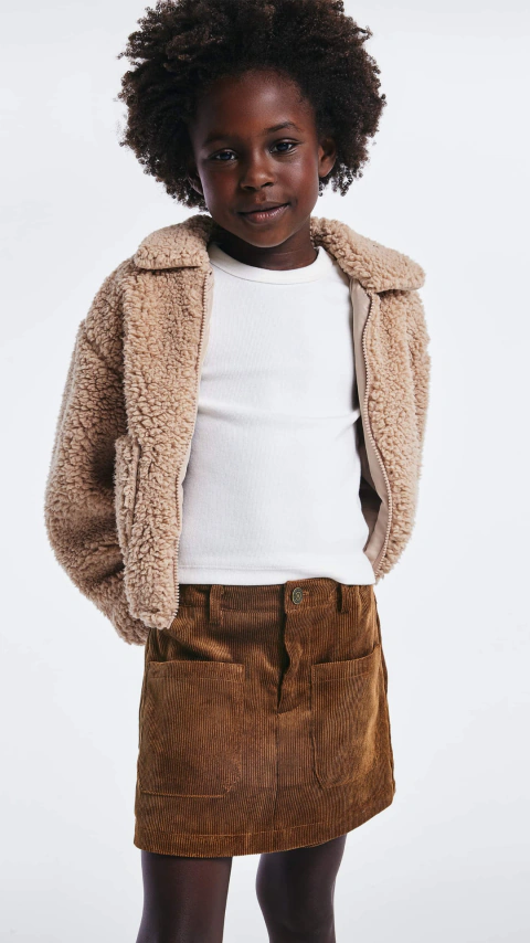 Shorts Saia Infantil Menina Veludo Cotelê