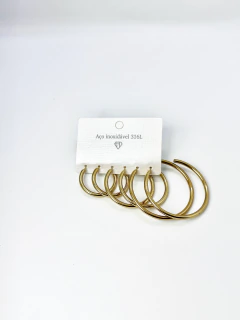 Kit de 3 Pares de Argolas Maxi em Aço Inoxidável