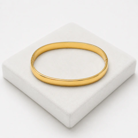 Bracelete Fino Liso Dourado em Aço Inoxidável