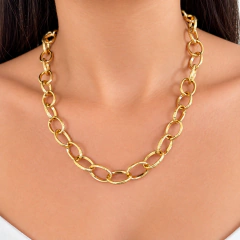 Colar Folheado Dourado com Elos Ovais Delicados