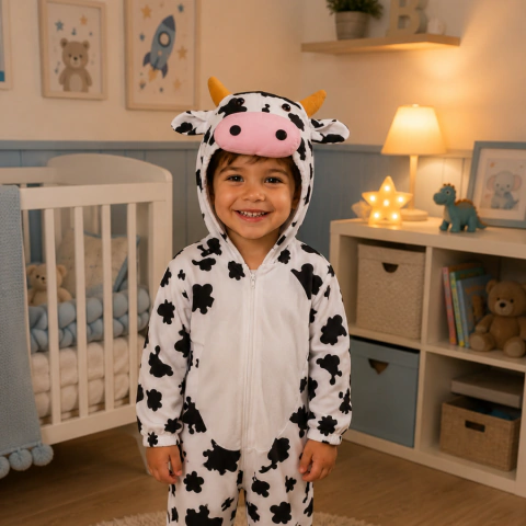 Pijama Fantasia Longo Infantil Kigurumi Vaquinha