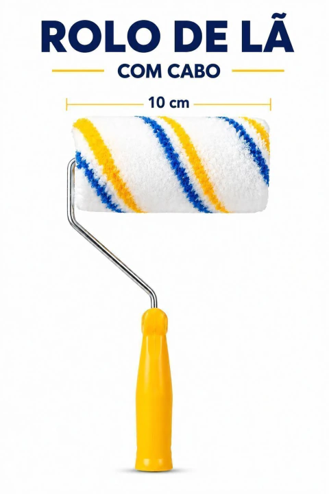 Rolo de Lã para Pintura 10cm com Cabo - Paredes e Retoques