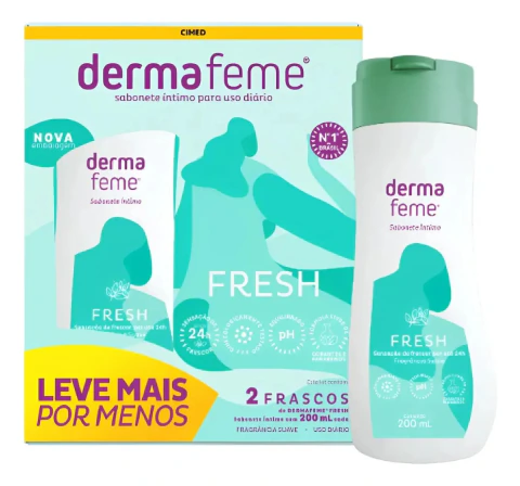 Kit Sabonete Íntimo Líquido Dermafeme Fresh 2 x 200ml