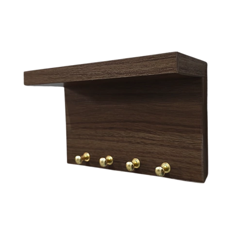 Porta-Chave de Parede MDF Com Suporte Decorativo Freijó Escuro - comprar online