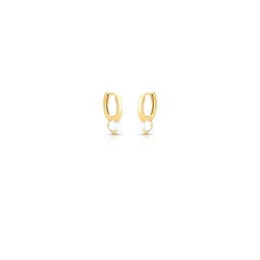 Brinco Argola Pedra Banho Dourado