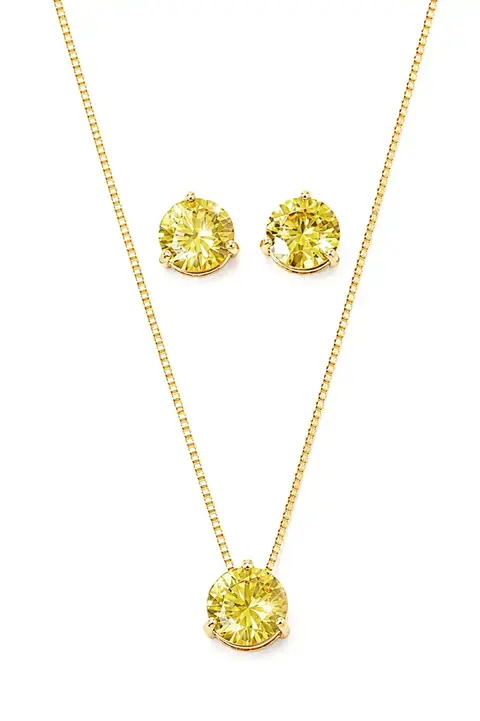 Conjunto Ponto de Luz Icônicos Amarelo com Banho em Ouro 18k