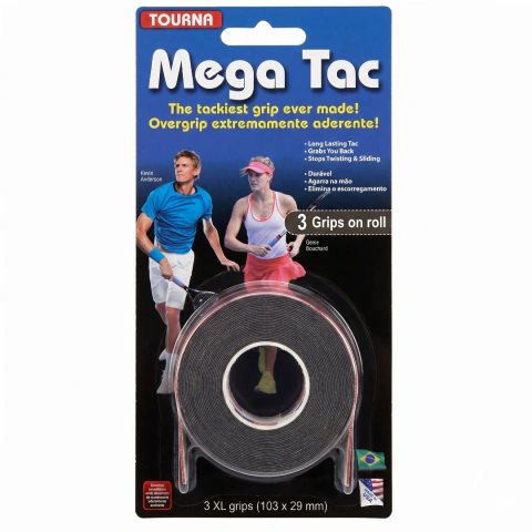 Overgrip Tourna Mega TAC - Cartela com 3 pçs - Preto