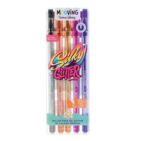 Mooving Bolígrafos Roller de Tinta Gel Silky Glitter x5 Unidades - comprar online