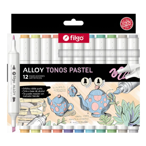 Filgo Marcadores Permanentes Alloy Doble Punta | Edición Pastel x12 - comprar online