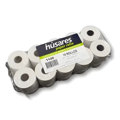 Húsares Rollos Térmicos para Posnet 57mm x 20mts | Pack x10 Unidades