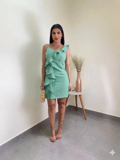 Vestido Curto Alfaiataria com Babados Frontais - Neialopestore