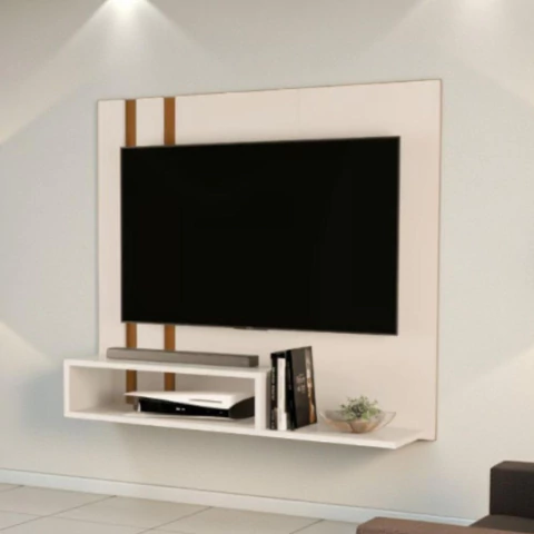 Painel De Tv Sala Moderno Nicho Supenso Off White Nature