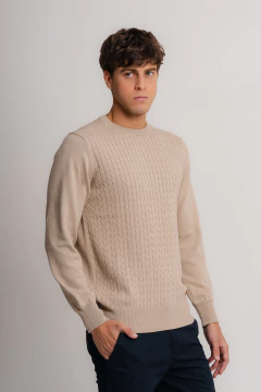 Sweater Cuello Redondo Espiga Beige - comprar online