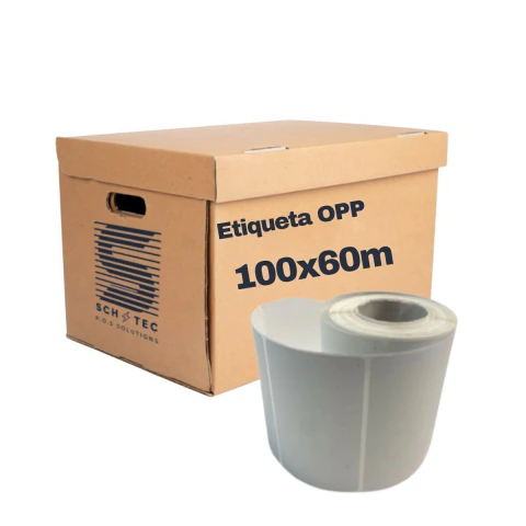 Rollos Etiquetas Autoadhesiva OPP Brillante 100x60 - 1 Banda - Blanco