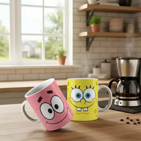 CANECA DIVERTIDA PATRICK E BOB ESPONJA MOD.235 – ALEGRIA GARANTIDA NO SEU CAFÉ! - comprar online