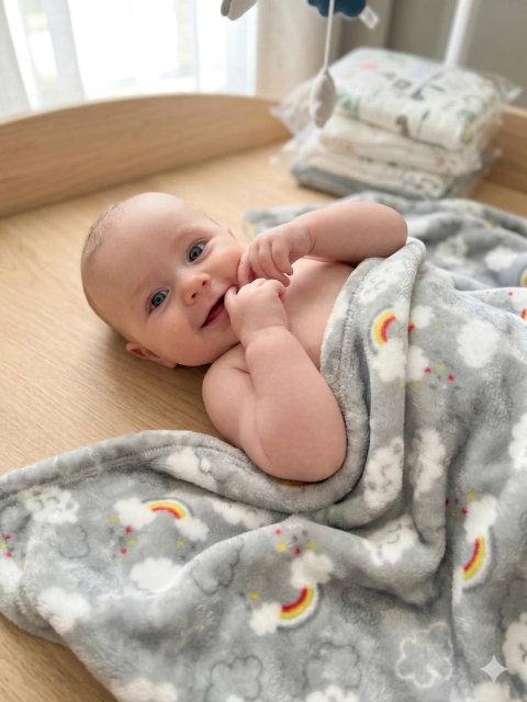 Manta Polar Soft "Nubes y Arcoiris" - comprar online