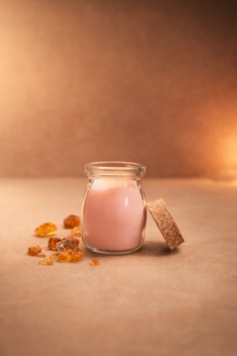 Vela Aromática Âmbar 100ml – Pote de Vidro com Tampa