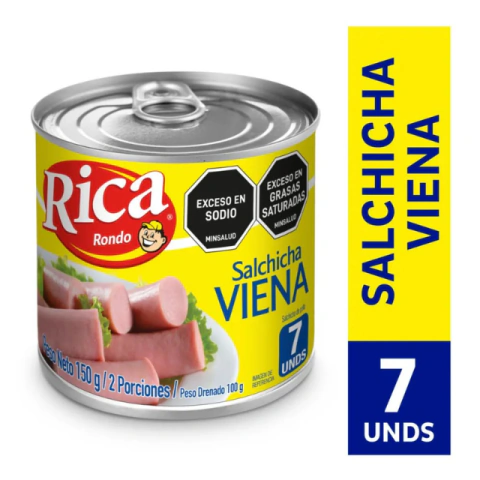 SALCHICHAS VIENA 150 GR RICA RONDO X 7 UNIDADES