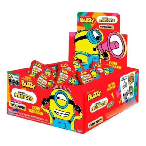 Caixa Chiclete Minions Tutti Frutti Buzzy C/100 Unidades