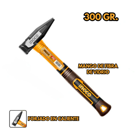 MARTILLO PARA MECÁNICO 300GR. MANGO DE FIBRA DE VIDRIO