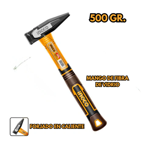 MARTILLO PARA MECÁNICO 500GR. MANGO DE FIBRA DE VIDRIO