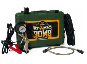 Compresor metálico 300l/min doble cabezal Atomic Bomb Driven valija verde