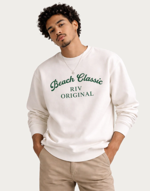 Moletom Crewneck - Beach Clássica - Branco