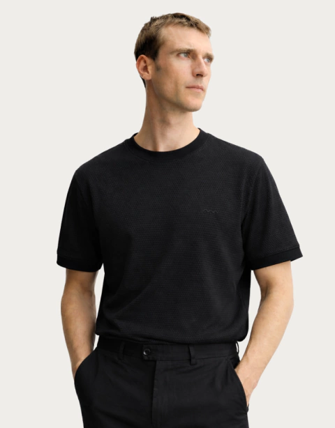 Camiseta Estruturada Textura - Preto - comprar online