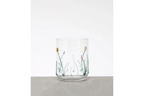 Copo de Vidro Floral Verde - Alma