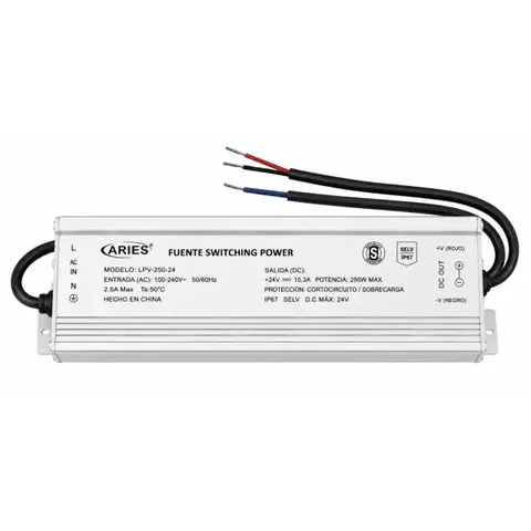 Fuente EXTERIOR IP67 24V Switching 250W 10.4A - comprar online