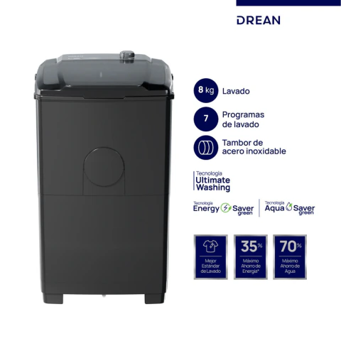 LAVARROPAS DREAN LTDR87SG0 8KG FAMILY 8 PLUS GRIS MANUAL