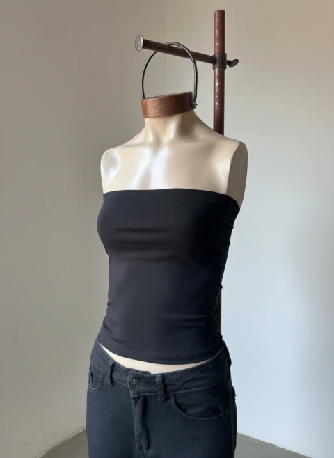 Top strapless algodon doble delantero