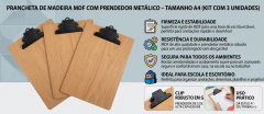 Prancheta de Madeira com Prendedor Metálico – Tamanho A4 (Venda Individual)