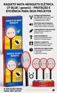 Raquete Mata-Mosquito Elétrica Recarregável – Proteção Contra Insetos - comprar online