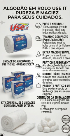 Algodão em Rolo USE it - 100% Puro e Natural (25g)