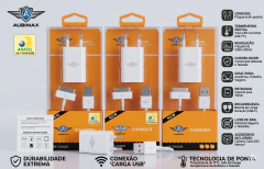 Carregador De Celular AUBIMAX USB Charger (3-Pack) – Visor LED de Temperatura e Carga Térmica por Horas