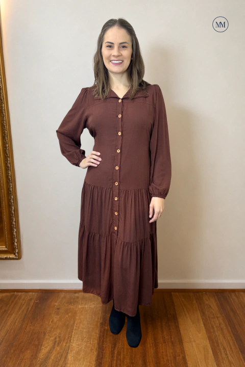 Vestido Lins - Marrom