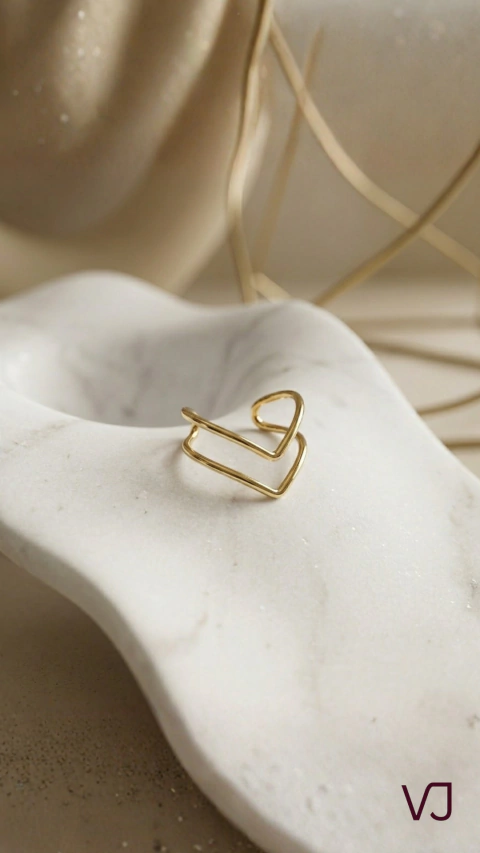 Anel Duplo Seta - Banhado Ouro 18k - Antialérgico - comprar online