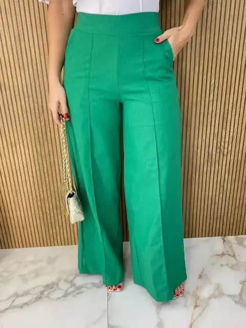 Calça Feminina Viscolinho Flare Luana Verde Bandeira