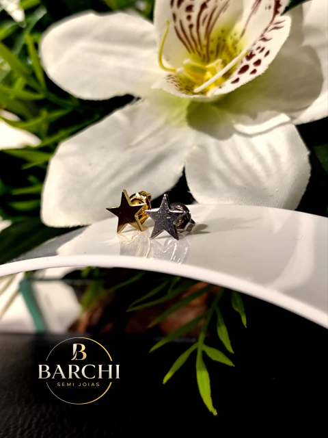 Brinco Estrela Dourada ou Prata em Aço Inoxidável 316L – Semijoia Feminina Delicada