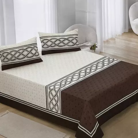 Cubrecama Queen 2 1/2 Set 7 Pzs Goldsun + JGO Sabanas + Cortinas